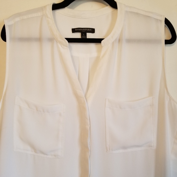 Banana Republic White Tank Top Semi Sheer L - Picture 3 of 6